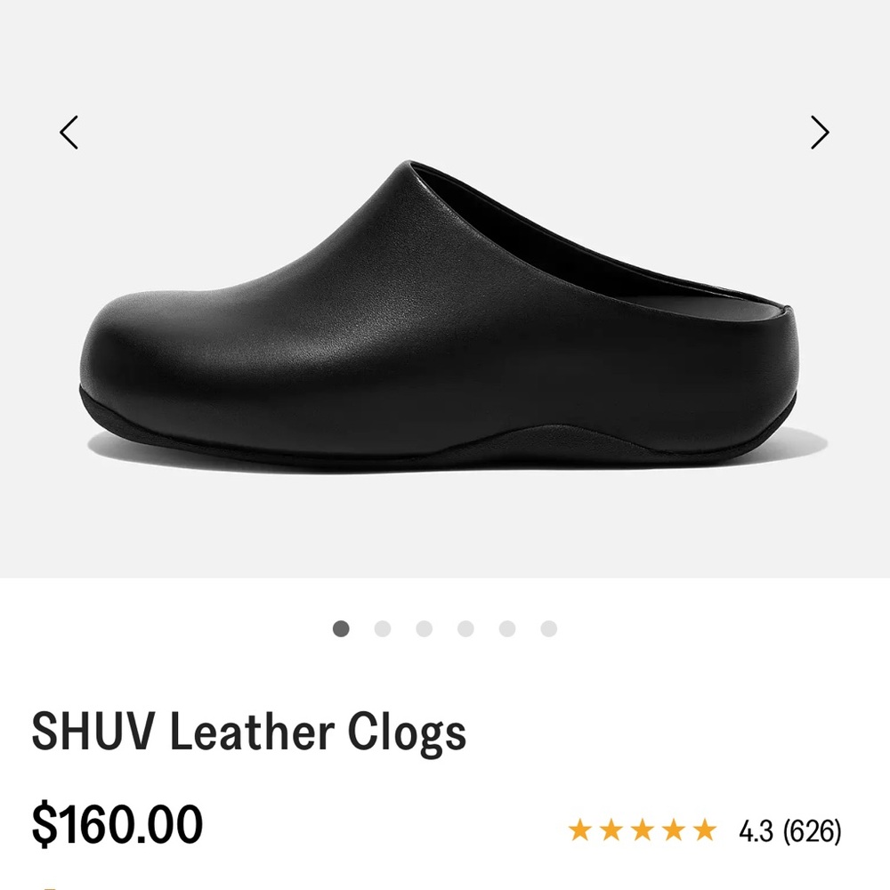 FitFlop Shuv Black Leather Clogs 8